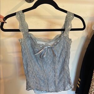 UNIF Lace Top with Ribbon Detail